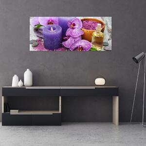 Slika orhideja i svijeća (120x50 cm)