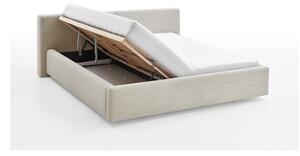 Bež tapecirani bračni krevet s prostorom za odlaganje s podnicom 180x200 cm Cube – Meise Möbel