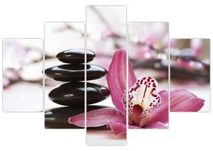 Slika kamenja za masažu i orhideje (150x105 cm)