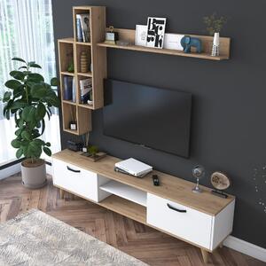 Bijelo/natur TV stol u dekoru oraha 180x48 cm Veronica - Kalune Design
