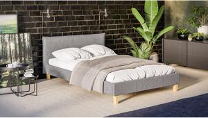 Sivi tapecirani bračni krevet s podnicom 140x200 cm Tina - Ropez