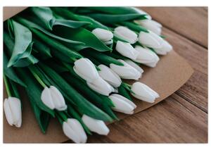 Slika buketa bijelih tulipana (90x60 cm)