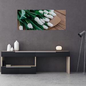 Slika buketa bijelih tulipana (120x50 cm)