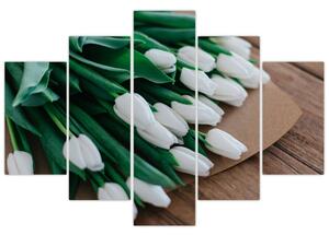 Slika buketa bijelih tulipana (150x105 cm)