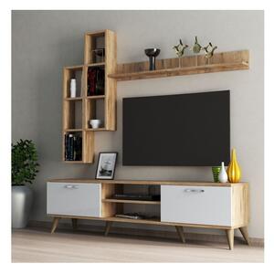 Bijelo/natur TV stol u dekoru borovine 180x48 cm Veronica - Kalune Design