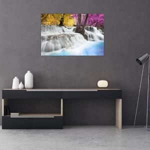 Slika vodopada Erawan u šumi (90x60 cm)