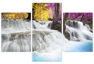 Slika vodopada Erawan u šumi (90x60 cm)