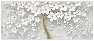 Slika bijelog stabla s cvijećem (120x50 cm)