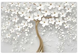 Slika bijelog stabla s cvijećem (90x60 cm)