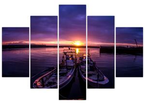 Slika ribarskih brodova u luci (150x105 cm)
