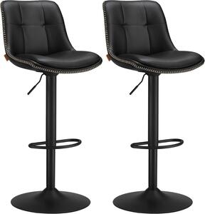 Set od 2 barske stolice, podesive visine, 44 x 48 x (90–112) cm, crne boje | VASAGLE