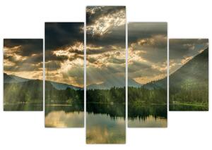 Slika jezera sa sunčevim zracima (150x105 cm)