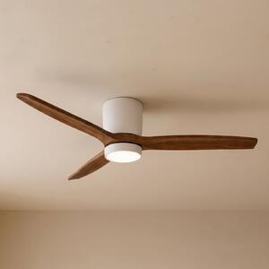 Lucande Faipari LED stropni ventilator, tamno drvo, DC, 132 cm, Bijela, Dnevni boravak/blagovaonica, Drvo