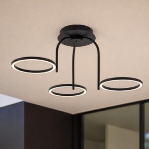 Lucande Sylvara vanjska stropna LED svjetiljka, crna, CCT, 3-svjetiljkasta, prigušiva, Crno, Metal