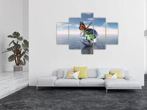 Slika leptira na staklenoj kugli (150x105 cm)