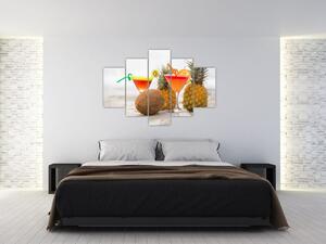Slika ananasa i čaša na plaži (150x105 cm)