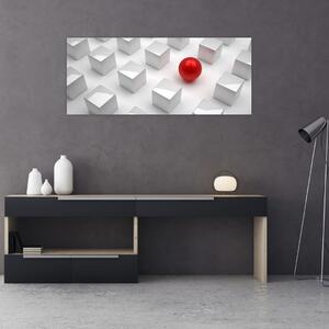 Slika apstrakcije - kocka sa kuglom (120x50 cm)