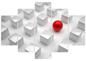 Slika apstrakcije - kocka sa kuglom (150x105 cm)