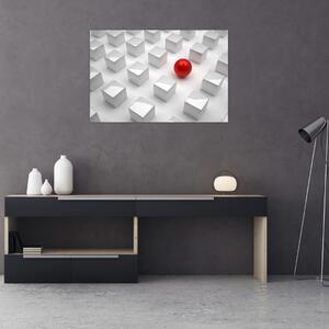 Slika apstrakcije - kocka sa kuglom (90x60 cm)