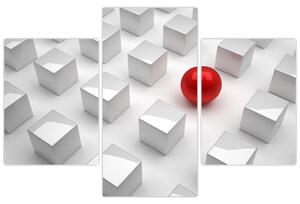 Slika apstrakcije - kocka sa kuglom (90x60 cm)