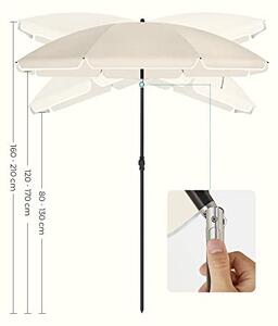 Suncobran 160 cm, zaštita od sunca UPF 50+, nagib 30°, bez postolja, bež