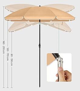 Suncobran 160 cm, zaštita od sunca UPF 50+, nagibni, bez postolja, taupe