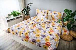 Žuto-bijela pamučna posteljina za krevet za jednu osobu 140x200 cm LP Dita Daisy - Cotton House