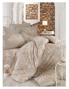Bež pamučna posteljina za bračni krevet/za produženi krevet s uključenom plahtom 200x220 cm Elena – Mijolnir