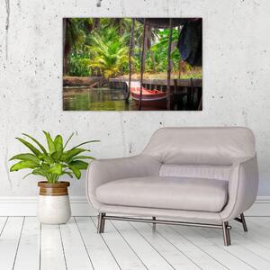 Slika - Drveni čamac na kanalu, Tajland (90x60 cm)