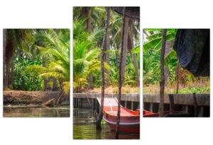 Slika - Drveni čamac na kanalu, Tajland (90x60 cm)