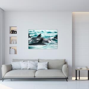 Slika - Dupini u oceanu (90x60 cm)