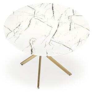 Blagovaonski stol Raunds (bijeli mramor + zlatna)