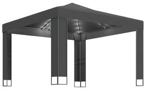 VidaXL Sjenica s dva krova i LED svjetlosnim trakama 3 x 3 m antracit