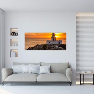 Slika svjetionika pri zalasku sunca (120x50 cm)
