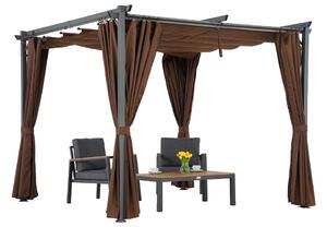 Smeđa La Palma terasa pergola 3x3m sa Garden Point zavjesama