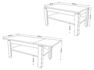 ASTI-R Beton Millenium/Bijeli mat - moderan niski stolić s podignutom pločom