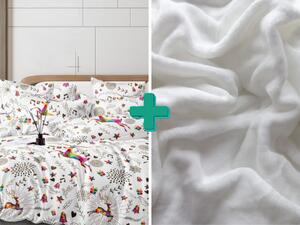 2x posteljina od mikrovlakna WINAR bijela + plahta od mikropliša SOFT 180x200 cm bijela