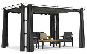 Pergola za terasu Barbados 3x4 m s Garden Point zavjesama Bijelo-antracit