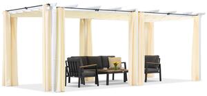 Pergola za terasu Barbados 3x6 m s vrtnim zavjesama bijele i bež boje