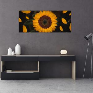 Slika - Suncokreti i latice cvijeta (120x50 cm)