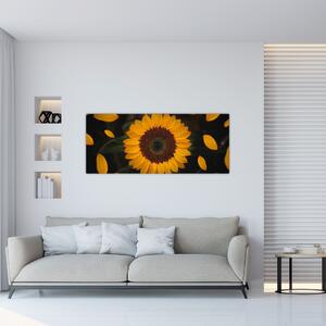 Slika - Suncokreti i latice cvijeta (120x50 cm)
