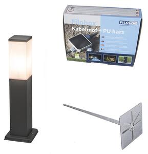 Moderna vanjska stupasta svjetiljka tamno siva s opalnim staklom 45 cm IP44 - Malios