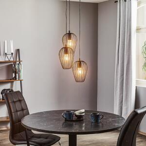 Viseća lampa Newtown, crna, s tri sijalice, okrugla