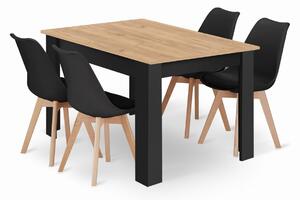 Crna blagovaonska garnitura 1 + 4, stol MADO ARTISAN 120x80 + stolice BALI MARK crna
