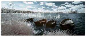 Slika - Drveni čamci na jezeru (120x50 cm)