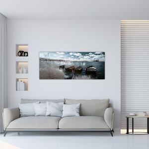 Slika - Drveni čamci na jezeru (120x50 cm)
