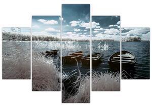 Slika - Drveni čamci na jezeru (150x105 cm)