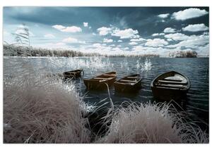 Slika - Drveni čamci na jezeru (90x60 cm)