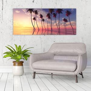 Slika palmi uzdignutih iznad vodene površine (120x50 cm)