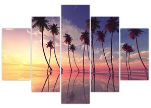 Slika palmi uzdignutih iznad vodene površine (150x105 cm)
